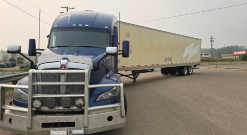 Semi-truck falls apart during u-turn, BC driver handed a ticket for falsified log books