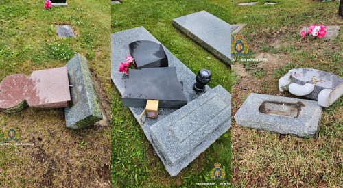 Police searching for suspect after 20 headstones vandalized at BC cemetery